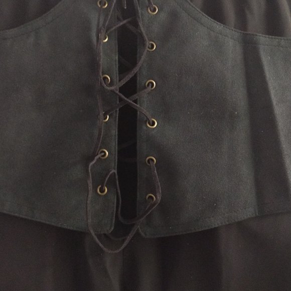 Black Skirt with Two Leatherette Pockets - Picture 2 of 8